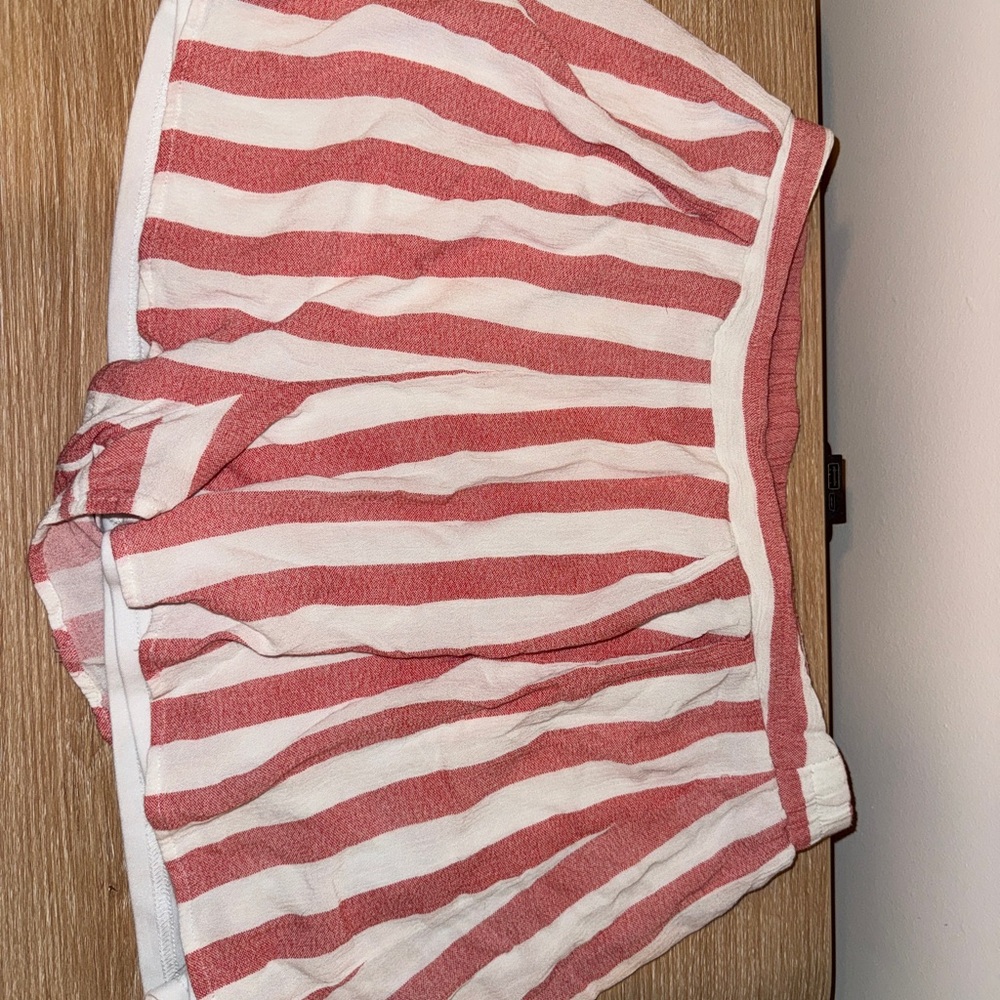FAVLUX Coral and White Striped Shorts